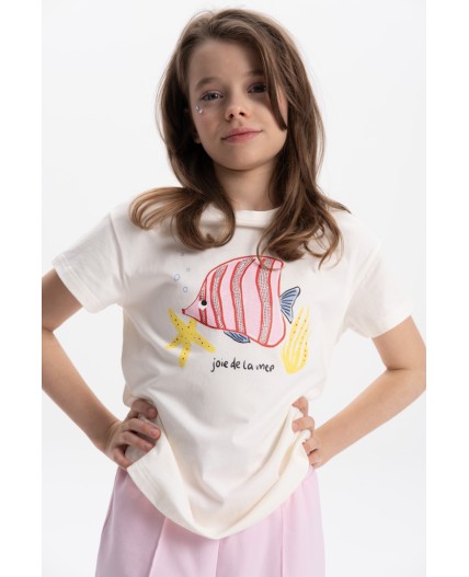 Футболка для девочек Молочный(28)