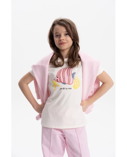 Футболка для девочек Молочный(28)