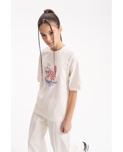 Футболка для девочек Молочный(28)