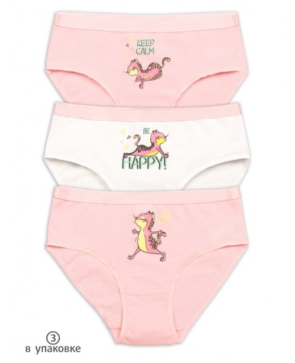 Трусы для девочек Пудра/белый/пудра(35/2/35)