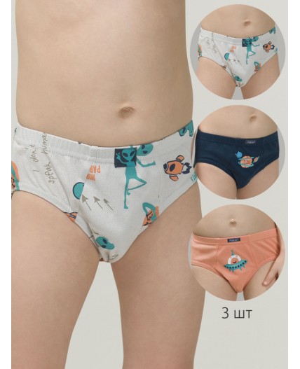 Трусы для мальчиков Темно-синий/светло-серый/кораловый(54/53/16)