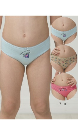 Трусы для девочек Голубой/песочный/розовый(9/34/37)