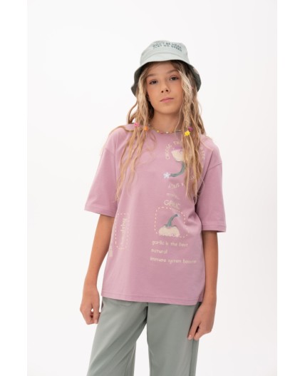 Футболка для девочек Пыльно-розовый(64)