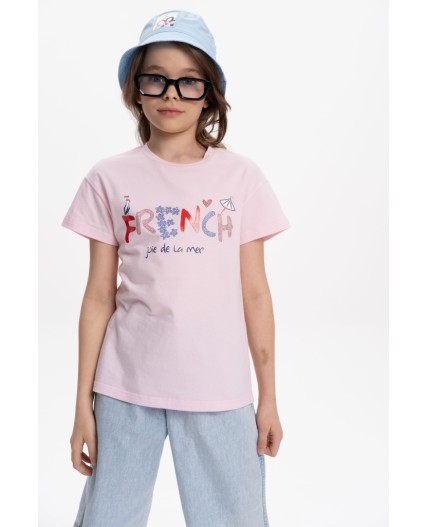 Футболка для девочек Бледно-розовый(65)