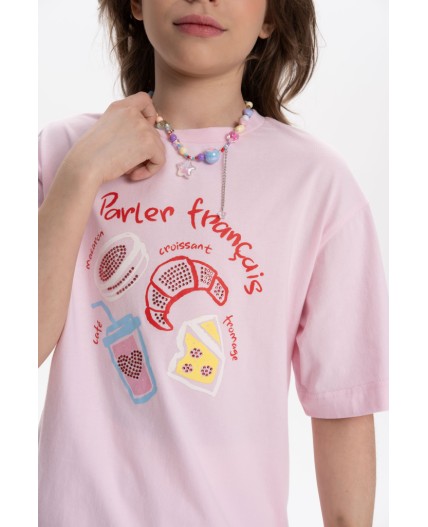 Футболка для девочек Бледно-розовый(65)