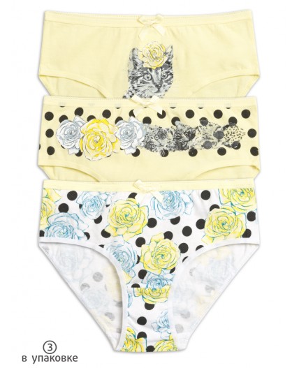Трусы для девочек Ванильный/ванильный/белый(7/7/2)