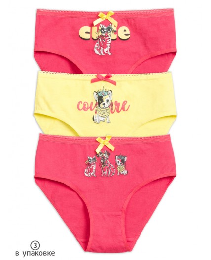 Трусы для девочек Малиновый/малиновый/желтый(25/25/11)
