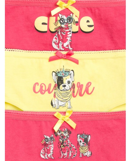 Трусы для девочек Малиновый/малиновый/желтый(25/25/11)