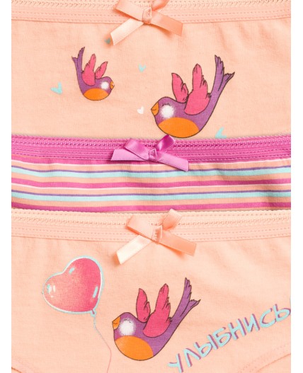 Трусы для девочек Персиковый/розовый/персиковый(33/37/33)