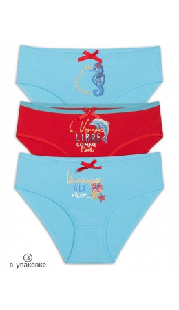 Трусы для девочек Лазурный/коралловый/лазурный(21/16/21)