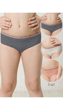 Трусы для девочек Светло-серый/персиковый/изумрудный(53/33/14)