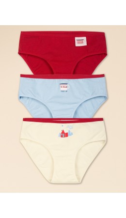 Трусы для девочек Красный/голубой/молочный(18/9/28)