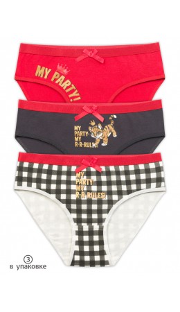 Трусы для девочек Красный/темно-серый/белый(18/43/2)