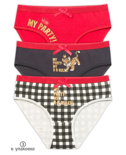 Трусы для девочек Красный/темно-серый/белый(18/43/2)