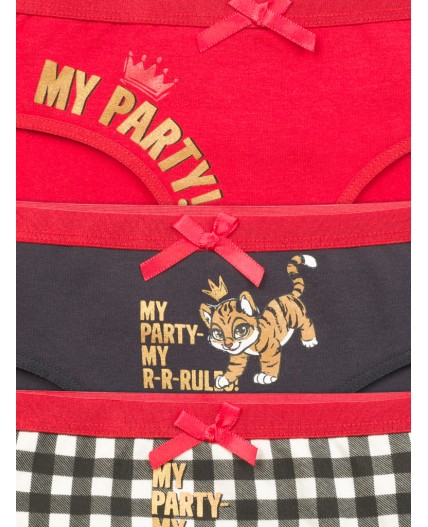 Трусы для девочек Красный/темно-серый/белый(18/43/2)