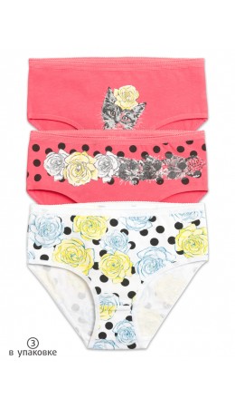 Трусы для девочек Малиновый/малиновый/белый(25/25/2)
