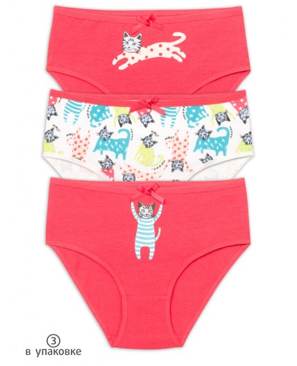 Трусы для девочек Красный/белый/красный(18/2/18)
