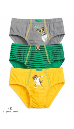 Трусы для мальчиков Серый/зеленый/желтый(40/12/11)