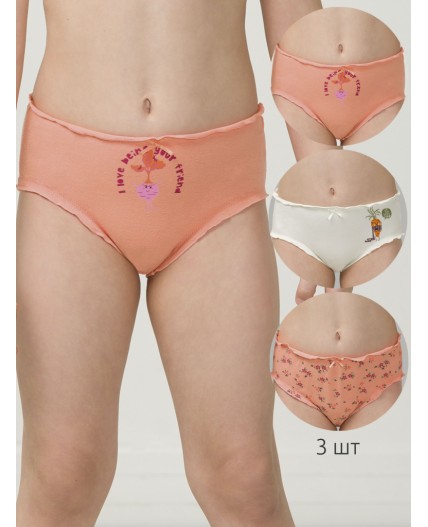 Трусы для девочек Персиковый/персиковый/белый(33/33/2)