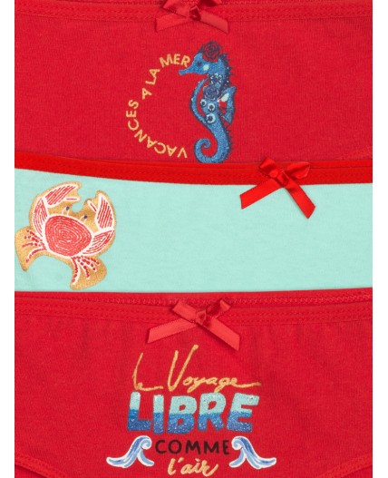 Трусы для девочек Лазурный/коралловый/коралловый(21/16/16)