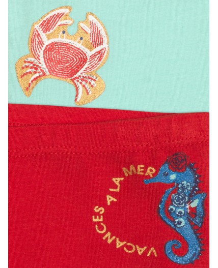 Трусы для девочек Голубой/коралловый(9/16)