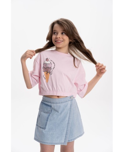 Футболка-топ для девочек Бледно-розовый(65)