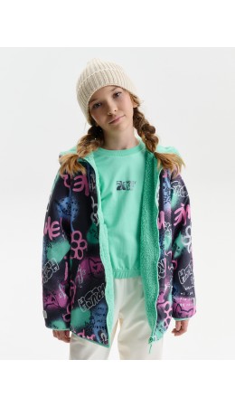 Двусторонняя ветровка для девочек Серый(40)