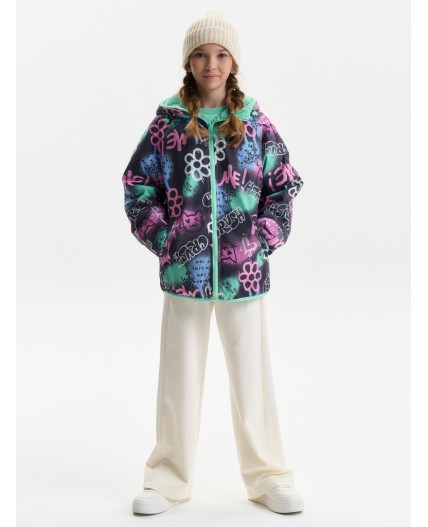 Двусторонняя ветровка для девочек Серый(40)