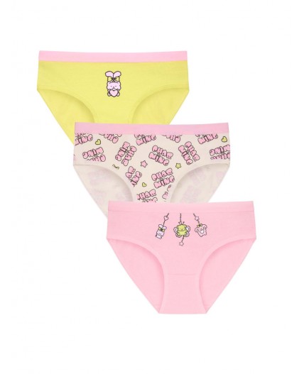 набор трусов для девочек Светло-молочный/розовый/яблочный(66/37/51)