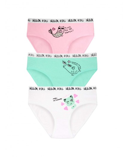 набор трусов для девочек Светло-розовый/ментол/белый(58/27/2)
