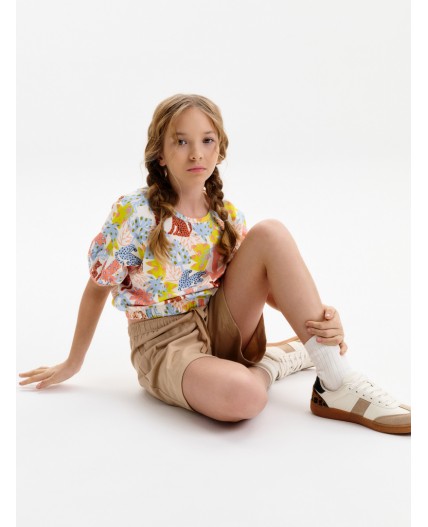 Футболка-топ для девочек Персиковый(33)