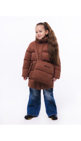 Полупальто «Настя» с сумкой Кофе