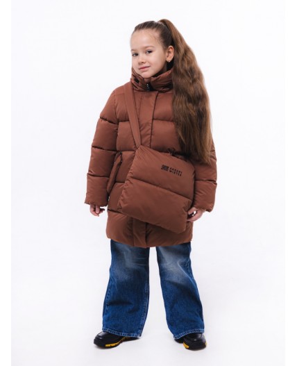 Полупальто «Настя» с сумкой Кофе