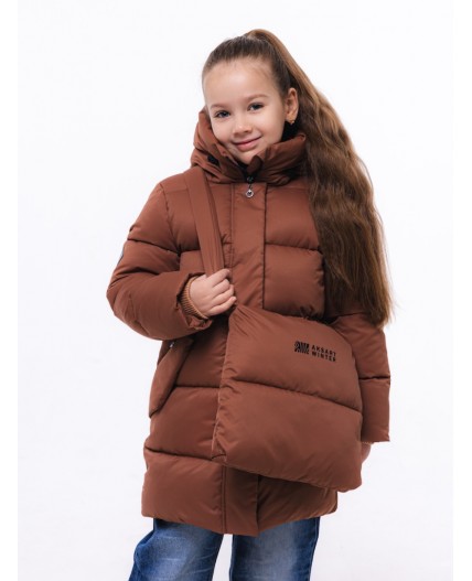 Полупальто «Настя» с сумкой Кофе