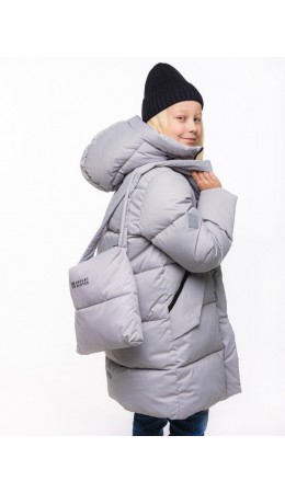 Полупальто «Настя» с сумкой Туман