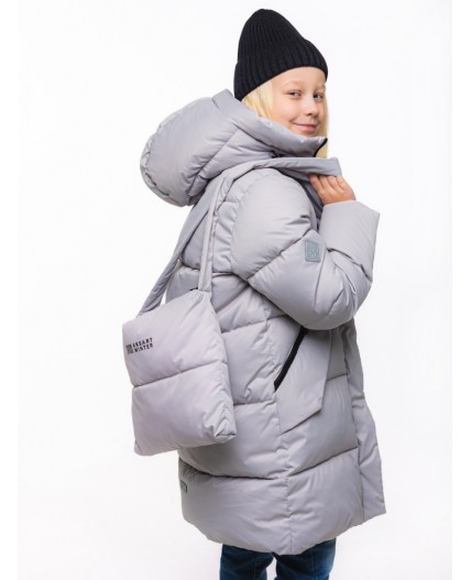 Полупальто «Настя» с сумкой Туман