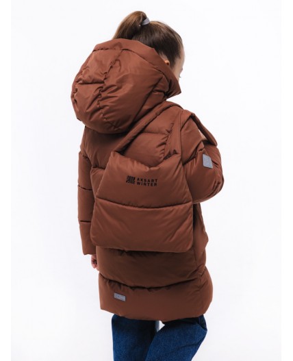 Полупальто «Настя» с сумкой Кофе