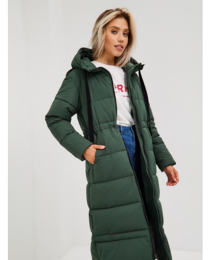 Пуховик женский темно-зеленый