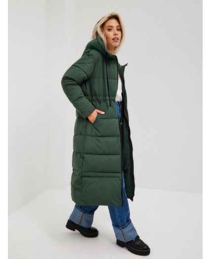 Пуховик женский темно-зеленый