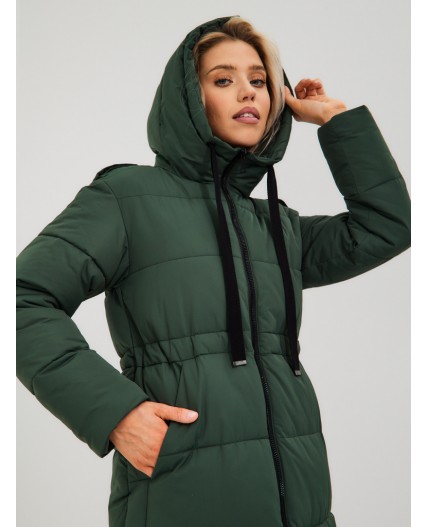 Пуховик женский темно-зеленый