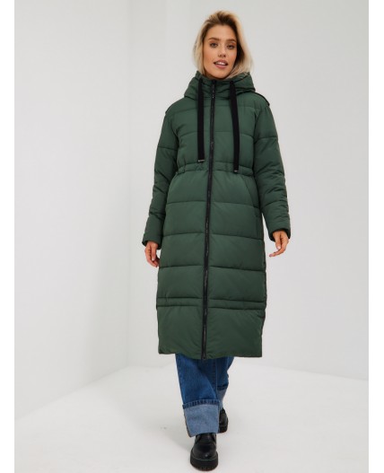 Пуховик женский темно-зеленый