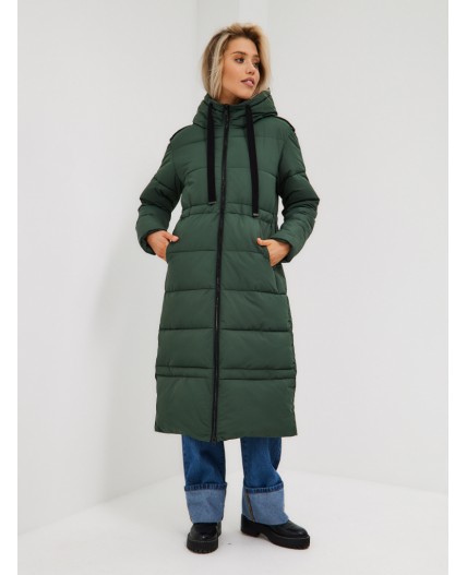Пуховик женский темно-зеленый