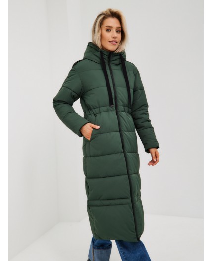 Пуховик женский темно-зеленый