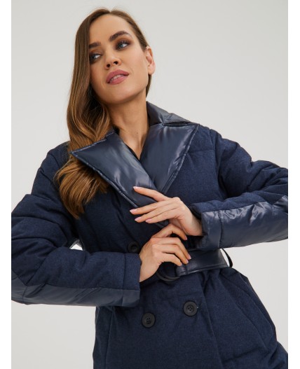 Пуховик женский темно-синий