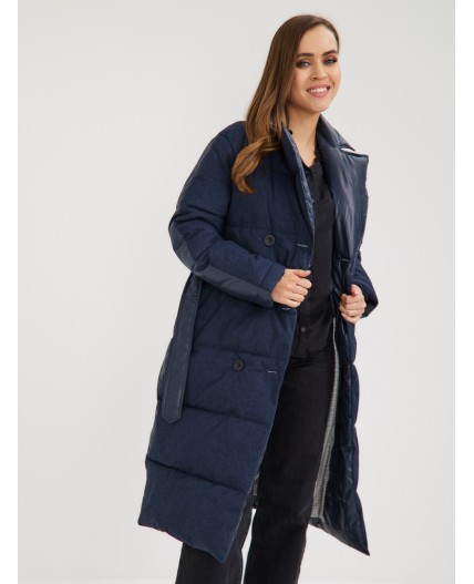 Пуховик женский темно-синий