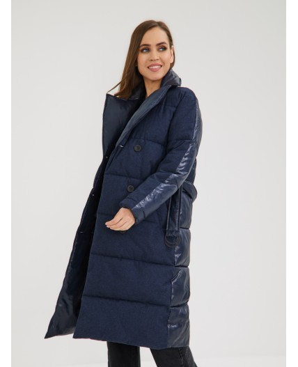 Пуховик женский темно-синий