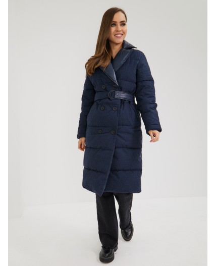 Пуховик женский темно-синий