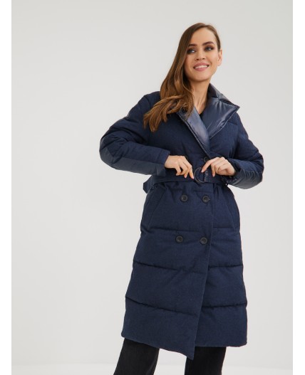 Пуховик женский темно-синий