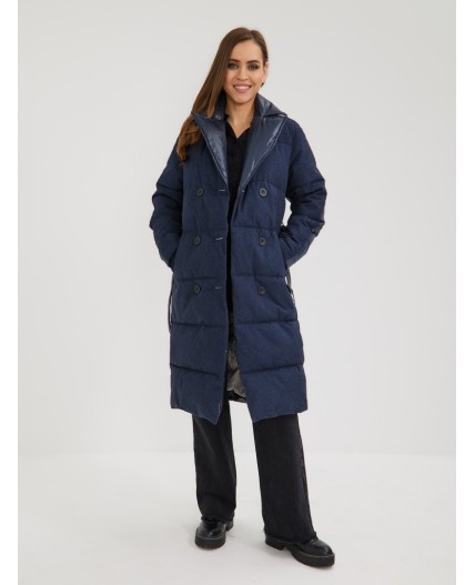Пуховик женский темно-синий