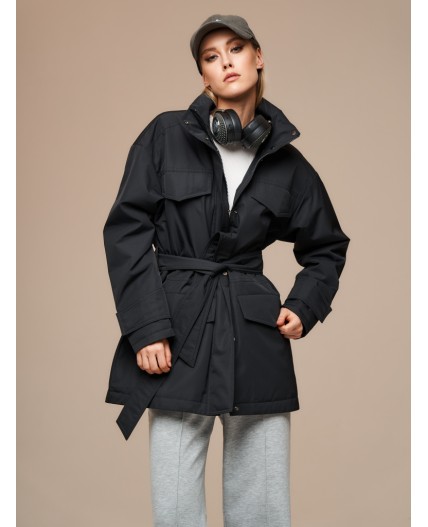 Плащ утепленный черный